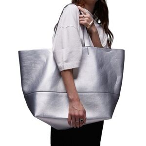 Topshop Bags Tink Metallic Extra Large Tote Bag Poshmark